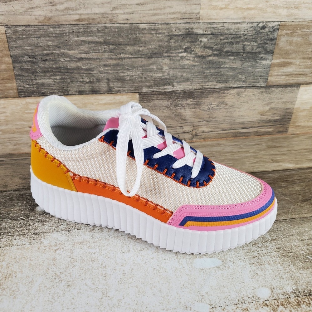 Dirty‎ Laundry Spirited Womens Shoes Sz 6.5 Pink Multi Platform Lace Up Sneakers